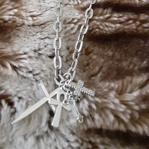 Silver Cross Charm Necklace